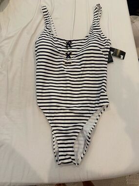 Ralph Lauren Navy and White Striped One-Piece Swimsuit